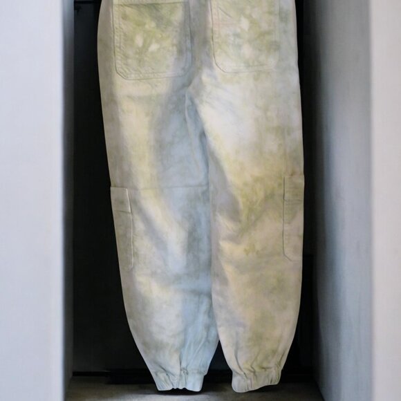 Zara - Girl's 11/12 Denim Cargo Joggers, Green & Cream Tie Dye, Pre-owned - Picture 5 of 14